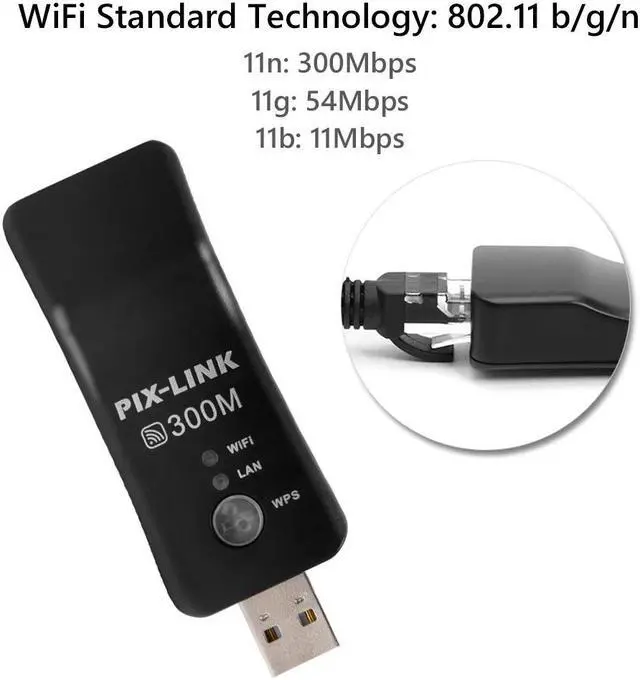 Alt view image 3 of 7 - Universal USB TV WiFi Dongle Adapter 300Mbps Wireless Network Card RJ45 WPS Wifi Repeater for Samsung LG Sony Smart TV