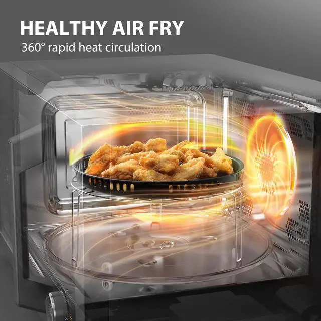 Alt view image 2 of 7 - Toshiba 7-in-1 Countertop Microwave Oven with Air Fryer, Inverter Technology, Convection/Broil, Speedy Combi, Even Defrost, Humidity Sensor, 1.0 cu.ft, 1000W, Black, 47 Receipes with Air Fryer Basket