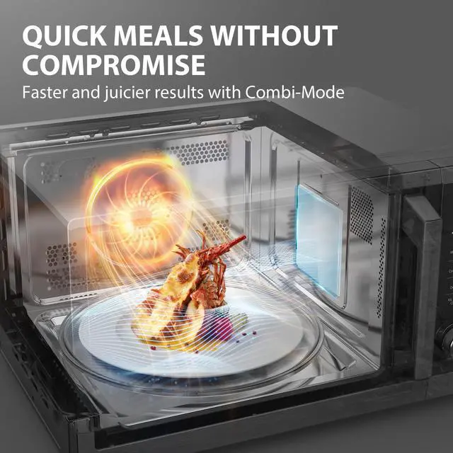 Alt view image 5 of 7 - Toshiba 7-in-1 Countertop Microwave Oven with Air Fryer, Inverter Technology, Convection/Broil, Speedy Combi, Even Defrost, Humidity Sensor, 1.0 cu.ft, 1000W, Black, 47 Receipes with Air Fryer Basket