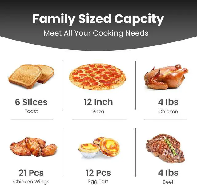 Alt view image 6 of 7 - COMFEE Air Fryer Toaster Oven Combo FLASHWAVE Rapid-Heat Technology Countertop Convection Oven with Bake Broil Roast, 6 Slices Large Capacity Fits 12 Pizza 24QT, 4 Accessories 1750W Stainless Steel