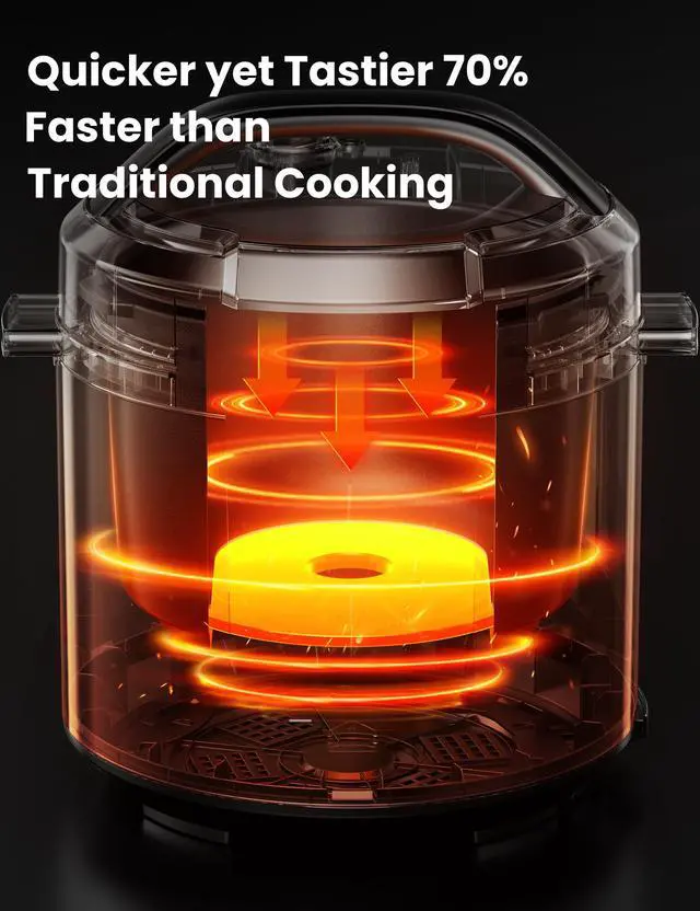 Alt view image 6 of 7 - COMFEE 9-in-1 Electric Pressure Cooker 14 Presets Instant Multi Cooker Olla de Presion Non-Stick Pot Yogurt Maker Rice Cooker Slow Cooker Sauté Steamer 6 Quarts Black