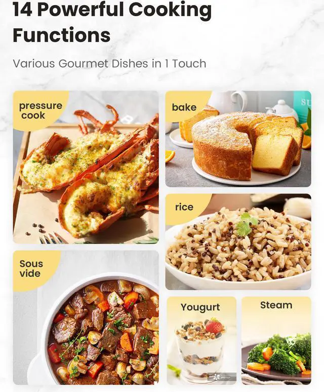 Alt view image 5 of 7 - COMFEE 9-in-1 Electric Pressure Cooker 14 Presets Instant Multi Cooker Olla de Presion Non-Stick Pot Yogurt Maker Rice Cooker Slow Cooker Sauté Steamer 6 Quarts Black