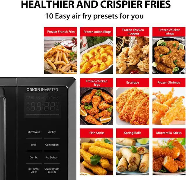 Alt view image 3 of 7 - TOSHIBA 6-in-1 Inverter Microwave Oven with Air Fryer, MASTER Series Countertop Microwave, Healthy Air Fryer, Broil, Convection, Speedy Combi, Even Defrost 11.3'' Turntable Sound On/Off, 27 Auto Menu
