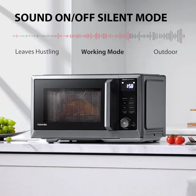 Alt view image 5 of 7 - TOSHIBA 6-in-1 Inverter Microwave Oven with Air Fryer, MASTER Series Countertop Microwave, Healthy Air Fryer, Broil, Convection, Speedy Combi, Even Defrost 11.3'' Turntable Sound On/Off, 27 Auto Menu