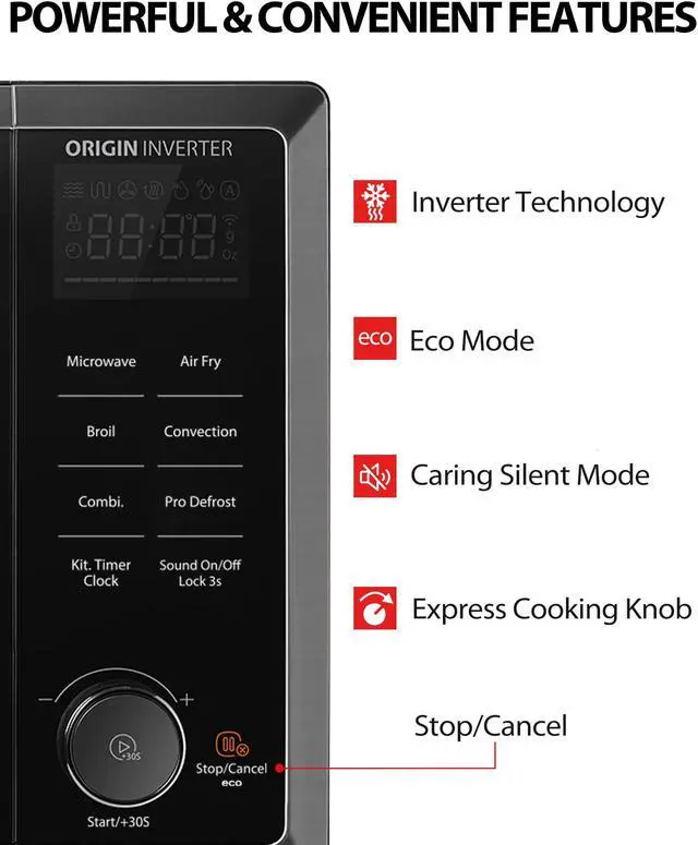 Alt view image 4 of 7 - TOSHIBA 6-in-1 Inverter Microwave Oven with Air Fryer, MASTER Series Countertop Microwave, Healthy Air Fryer, Broil, Convection, Speedy Combi, Even Defrost 11.3'' Turntable Sound On/Off, 27 Auto Menu