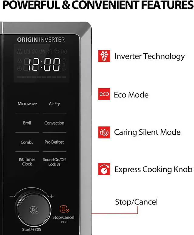 Alt view image 4 of 7 - TOSHIBA 6-in-1 Inverter Microwave Oven with Air Fryer, MASTER Series Countertop Microwave, Healthy Air Fryer, Broil, Convection, Speedy Combi, Even Defrost, Sound On/Off 27 Auto Menu Stainless Steel