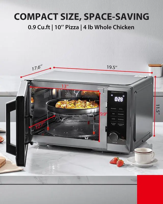 Alt view image 6 of 7 - TOSHIBA 6-in-1 Inverter Microwave Oven with Air Fryer, MASTER Series Countertop Microwave, Healthy Air Fryer, Broil, Convection, Speedy Combi, Even Defrost, Sound On/Off 27 Auto Menu Stainless Steel