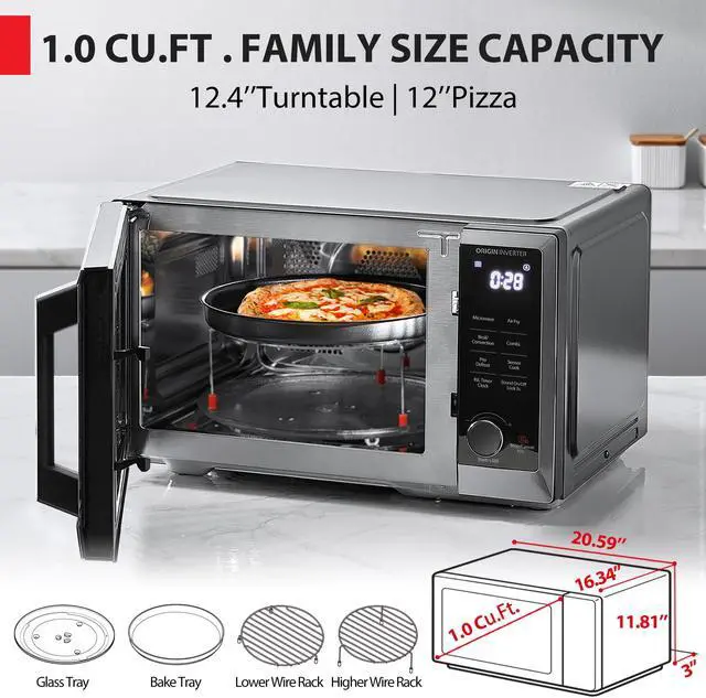 Alt view image 5 of 7 - TOSHIBA 7-in-1 Countertop Microwave Oven with Air Fryer, MASTER Series, Inverter, Convection, Broil, Speedy Combi, Even Defrost, Humidity Sensor, Mute Function, 27 Auto Menu&47 Recipe, 1.0 cf 1000W