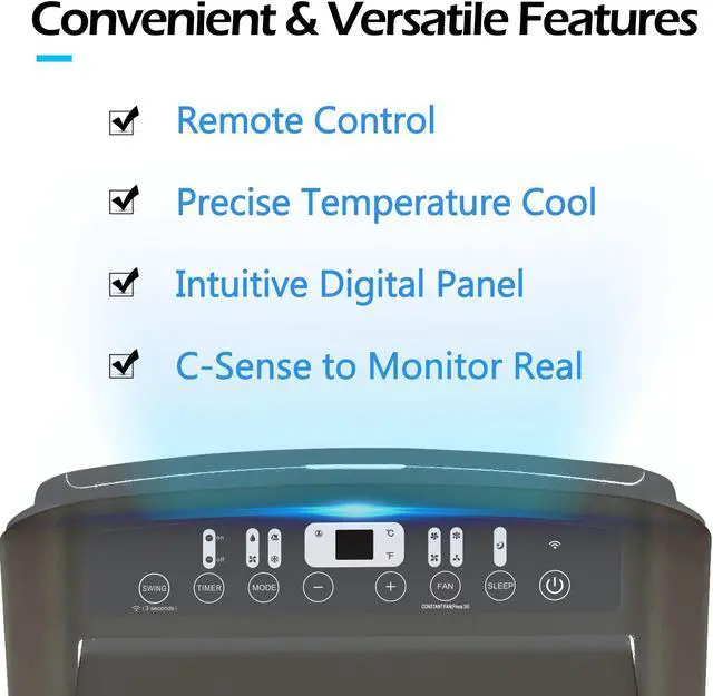 Alt view image 6 of 7 - Arctic King 12,000 BTU Portable Air Conditioner, Cools up to 550 Sq.Ft, with Built in Dehumidifier/Fan Function, 24H Timer, Remote Control, for House, Apartment and Office, Installation Kit Included