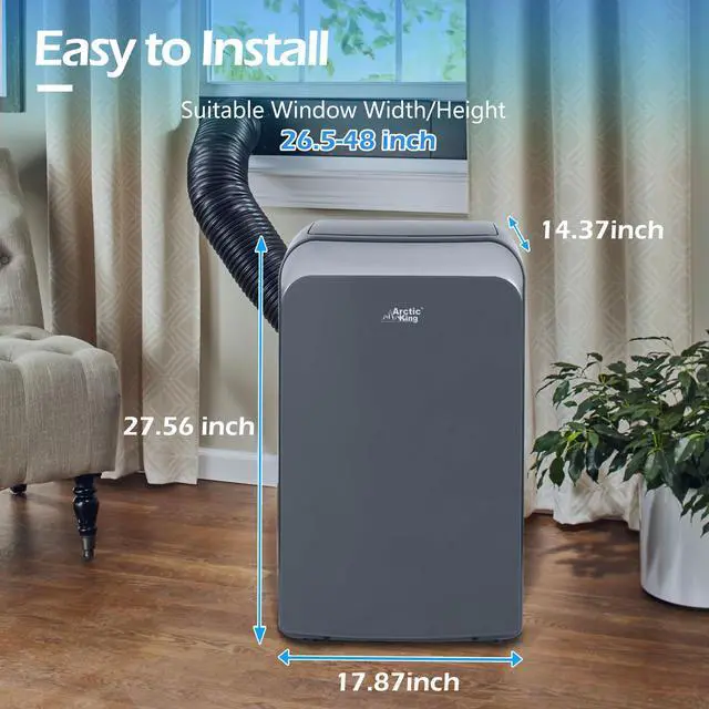 Alt view image 7 of 7 - Arctic King 12,000 BTU Portable Air Conditioner, Cools up to 550 Sq.Ft, with Built in Dehumidifier/Fan Function, 24H Timer, Remote Control, for House, Apartment and Office, Installation Kit Included
