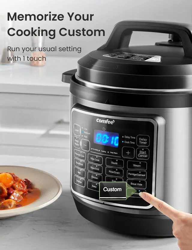 Alt view image 6 of 7 - COMFEE 16 in 1 Electric Pressure Cooker Instant Multi Cooker Olla de Presion Non-Stick Pot Yogurt Maker Rice Cooker Slow Cooker Sauté Steamer 8 Quarts Stainless Steel