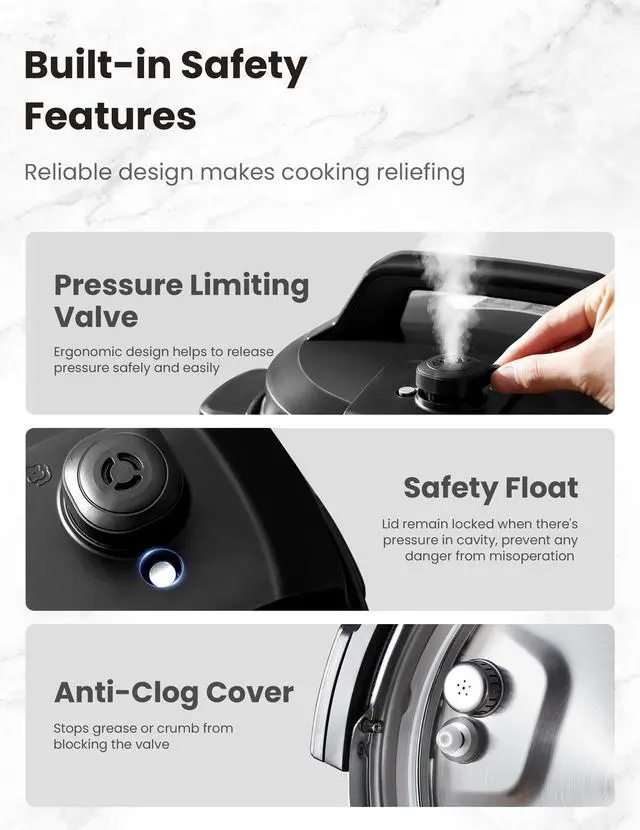 Alt view image 7 of 7 - COMFEE 16 in 1 Electric Pressure Cooker Instant Multi Cooker Olla de Presion Non-Stick Pot Yogurt Maker Rice Cooker Slow Cooker Sauté Steamer 8 Quarts Stainless Steel