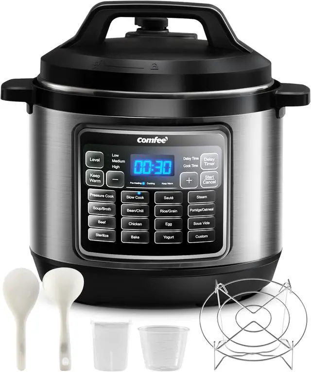 Main image of COMFEE 16 in 1 Electric Pressure Cooker Instant Multi Cooker Olla de Presion Non-Stick Pot Yogurt Maker Rice Cooker Slow Cooker Sauté Steamer 8 Quarts Stainless Steel