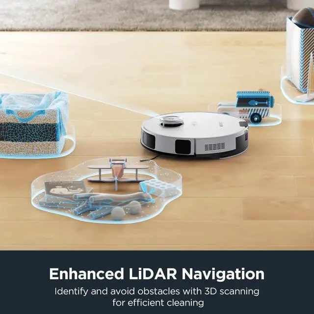 Alt view image 5 of 7 - EUREKA E10s Robot Vacuum with Bagless Self Emptying Station, Robotic Vacuum and Mop Combo, 45-Day Capacity, 4000Pa Suction for Pet Hair, Carpet&Floor, Auto Lifting Mop, App Control, White