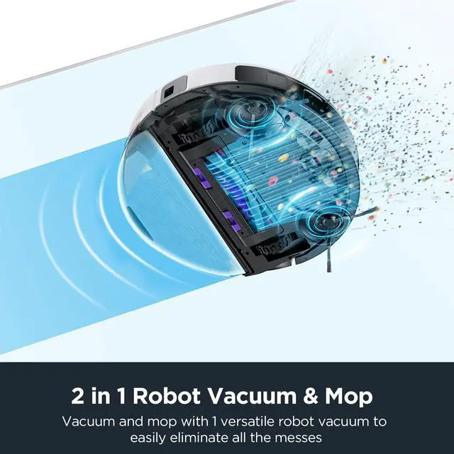 Alt view image 4 of 7 - EUREKA E10s Robot Vacuum with Bagless Self Emptying Station, Robotic Vacuum and Mop Combo, 45-Day Capacity, 4000Pa Suction for Pet Hair, Carpet&Floor, Auto Lifting Mop, App Control, White