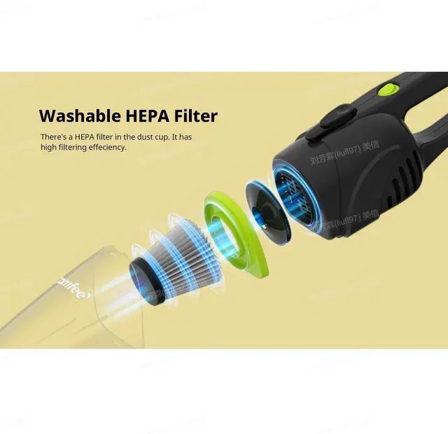 Alt view image 4 of 5 - Comfee' Home Lightweight Mini Cleaner for Carpet and Hard Floor Corded Stick Vacuum with Powerful Suction for Multi-Surfaces, 3-in-1 Handheld Vac, Dark Grey & Green