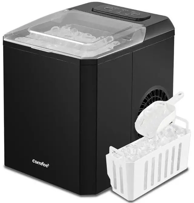 Main image of Comfee' Countertop Ice Maker, Compact Portable Self-Cleaning Ice Machine, 2 Sizes of Bullet Ice, 22lbs in 24Hrs, 9 Ice Cubes in 8 Mins, with Ice Scoop, Basket