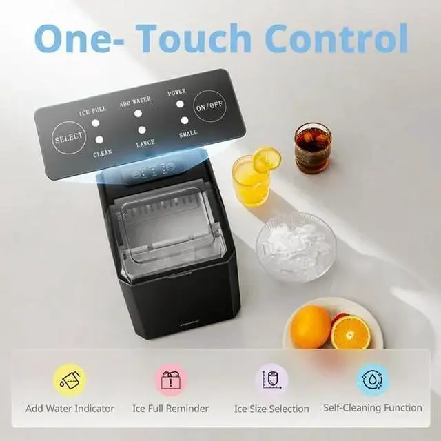 Alt view image 5 of 7 - Comfee' Countertop Ice Maker, Compact Portable Self-Cleaning Ice Machine, 2 Sizes of Bullet Ice, 22lbs in 24Hrs, 9 Ice Cubes in 8 Mins, with Ice Scoop, Basket