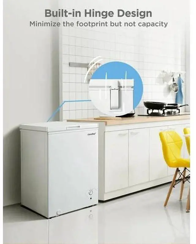 Alt view image 4 of 7 - COMFEE' Compact Freezer 3.5 cu ft Chest Freezer, Mini Freezer with Adjustable Temperature, Removable Storage Basket, Energy Saving, White