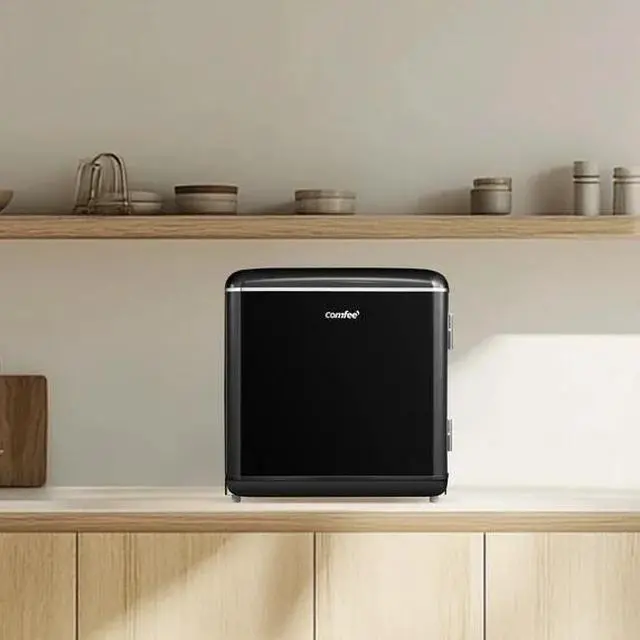Alt view image 4 of 7 - Comfee' 1.7 Cu.Ft Mini Fridge, Compact Retro Refrigerator, Energy Saving, Low Noise, Adjustable Thermostat, Single Door Small Fridge with Chiller Box for Bedroom, Office