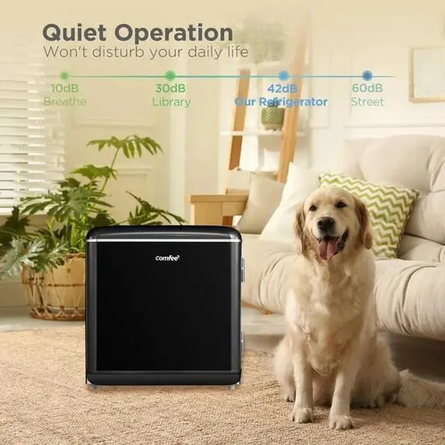 Alt view image 2 of 7 - Comfee' 1.7 Cu.Ft Mini Fridge, Compact Retro Refrigerator, Energy Saving, Low Noise, Adjustable Thermostat, Single Door Small Fridge with Chiller Box for Bedroom, Office