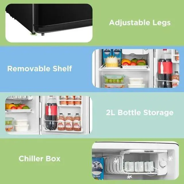 Alt view image 7 of 7 - Comfee' 1.7 Cu.Ft Mini Fridge, Compact Retro Refrigerator, Energy Saving, Low Noise, Adjustable Thermostat, Single Door Small Fridge with Chiller Box for Bedroom, Office