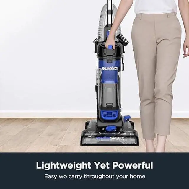 Alt view image 4 of 7 - Eureka PowerSpeed Upright Vacuum Cleaner for Carpet & Hard Floor Dual Action Lightweight Powerful with Upgraded Cyclone System Blue Black
