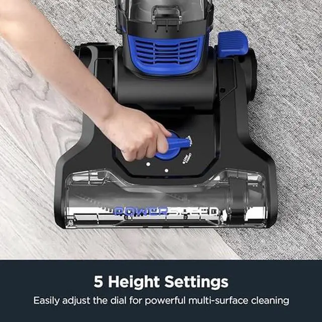 Alt view image 5 of 7 - Eureka PowerSpeed Upright Vacuum Cleaner for Carpet & Hard Floor Dual Action Lightweight Powerful with Upgraded Cyclone System Blue Black
