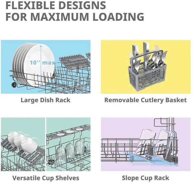 Alt view image 2 of 7 - COMFEE' Countertop Dishwasher, Energy Star Portable Dishwasher, 6 Place Settings & 8 Washing Programs, Speed, Baby-Care, ECO& Glass, Dish Washer for Dorm, RV& Apartment, Black