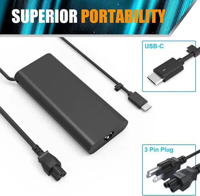 Alt view image 2 of 7 - Dell 130W Laptop Charger USB C Type C AC Adapter for Dell XPS 15 17 2in1 9575 9500 9700 Precision 5530 2in1 5550 5750 3560 Latitude 7410 7310 7210 9410 9510 5420 5520 5510 Power Supply Cord