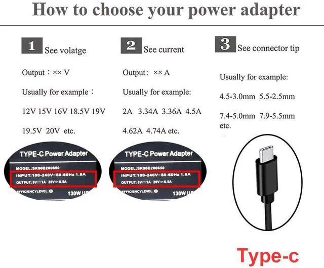 Alt view image 2 of 6 - 130W USB C Type C Adapter Laptop Charger Compatible with Dell XPS 15 2in1 9575 Precision 5530 2in1 5550 5750 3560 3550 3551 Latitude 7410 7310 7210 9410 9510 9575 5420 5520 5510 Power Supply Cord