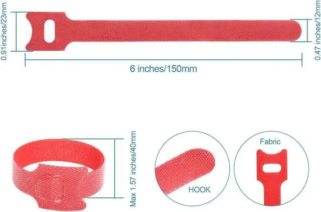 Alt view image 4 of 7 - 60PCS Fastening Cable Ties Reusable Premium 6-Inch Adjustable Cord Ties Microfiber Cloth Cable Management Straps Hook Loop Cord Organizer Wire Ties Reusable (Assorted Colors)