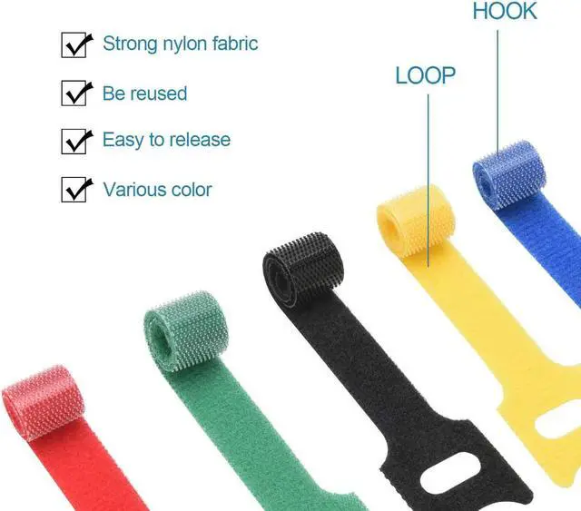 Alt view image 3 of 7 - 60PCS Fastening Cable Ties Reusable Premium 6-Inch Adjustable Cord Ties Microfiber Cloth Cable Management Straps Hook Loop Cord Organizer Wire Ties Reusable (Assorted Colors)
