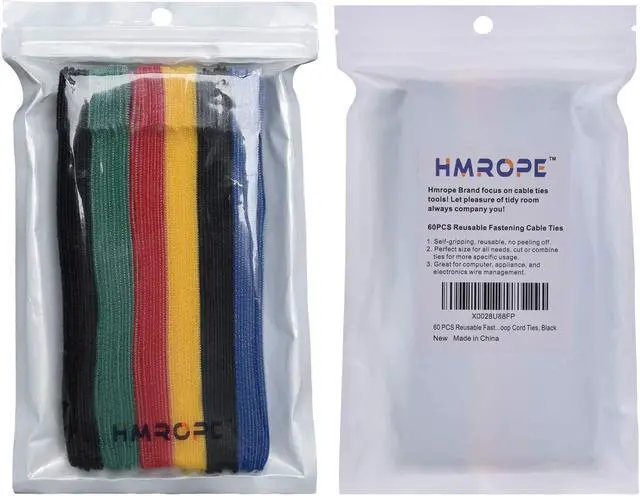 Alt view image 6 of 7 - 60PCS Fastening Cable Ties Reusable Premium 6-Inch Adjustable Cord Ties Microfiber Cloth Cable Management Straps Hook Loop Cord Organizer Wire Ties Reusable (Assorted Colors)