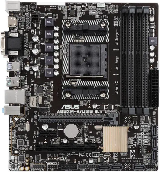 Alt view image 8 of 9 - ASUS A88XM-A/USB 3.1 FM2+ AMD A88X (Bolton D4) SATA 6Gb/s 2 x USB 3.1 (teal blue) USB 3.0 HDMI Micro ATX AMD Motherboard