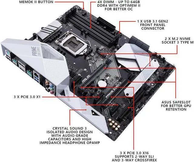 Alt view image 5 of 5 - ASUS Prime Z390-A LGA 1151 (300 Series) Intel Z390 SATA 6Gb/s ATX Intel Motherboard