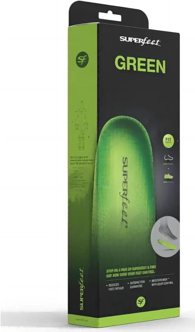 Alt view image 7 of 7 - Superfeet All-Purpose Support High Arch Insoles (Green) Size D - Men 7.5-9 / Women 8.5-10 - Trim-to-fit Orthotic Shoe Inserts - Professional Grade