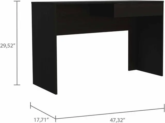 Alt view image 6 of 7 - FM FURNITURE Tampa Computer Desk One Drawer,  For An Office Or Home Office, Black Wengue Finish, Particle Board, Wood Texture, Easy To Assamble.