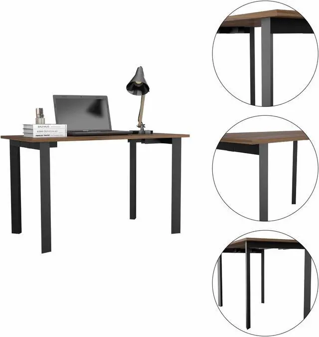 Alt view image 2 of 7 - FM FURNITURE Marrakech Desk, For An Office Or Home Office, 4 Steel Legs, Modern Desing, Mahogany Finish, Particle Board, Pore Texture, Easy To Assamble.
