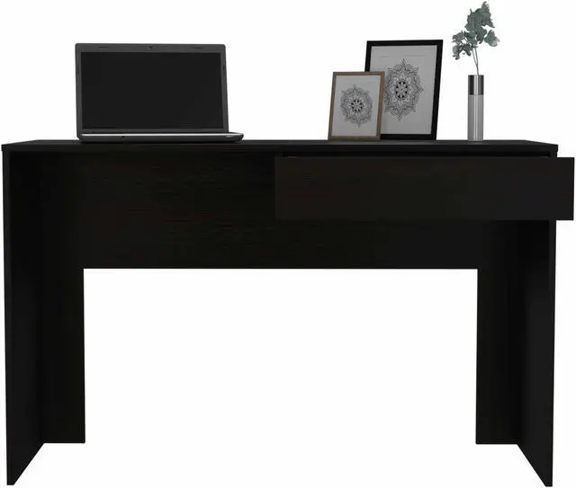 Alt view image 5 of 7 - FM FURNITURE Tampa Computer Desk One Drawer,  For An Office Or Home Office, Black Wengue Finish, Particle Board, Wood Texture, Easy To Assamble.