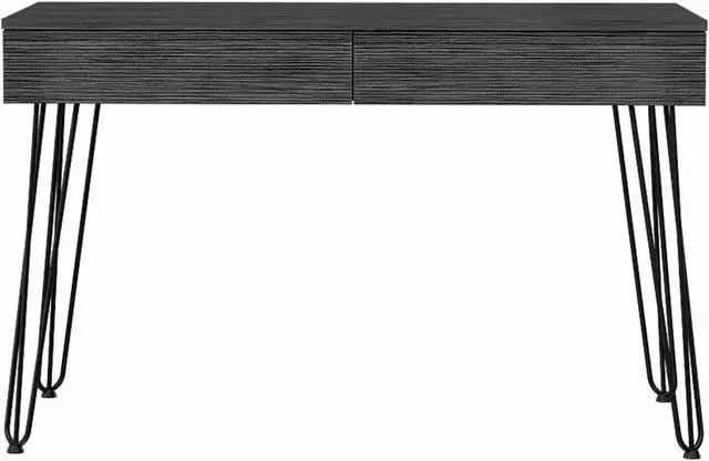 Alt view image 4 of 7 - FM FURNITURE Oakland Desk,  For An Office Or Home Office, With 2 Drawers, Gray Oak Finish, Particle Board, Pore-Soft Texture, Easy To Assamble.