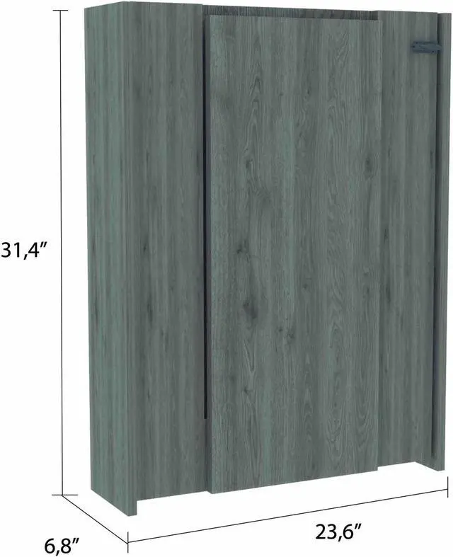 Alt view image 6 of 7 - FM FURNITURE Dalton Foldable Desk, For An Office Or Home Office, With 7 shelves, Wall Mounted, light gray Finish, Particle Board, Easy To Assamble.