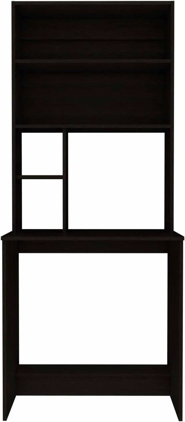 Alt view image 3 of 7 - FM FURNITURE Sawgrass computer desk with Hutch, For An Office Or Home Office, With 4 Shelves, Black Wengue Finish, Particle Board, Wood Texture, Easy To Assamble.
