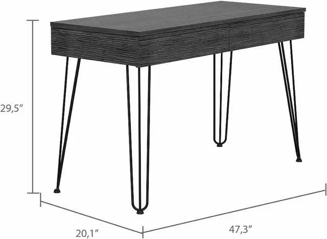 Alt view image 6 of 7 - FM FURNITURE Oakland Desk,  For An Office Or Home Office, With 2 Drawers, Gray Oak Finish, Particle Board, Pore-Soft Texture, Easy To Assamble.