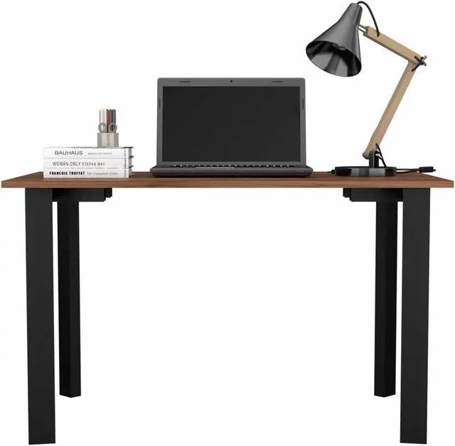 Alt view image 3 of 7 - FM FURNITURE Marrakech Desk, For An Office Or Home Office, 4 Steel Legs, Modern Desing, Mahogany Finish, Particle Board, Pore Texture, Easy To Assamble.