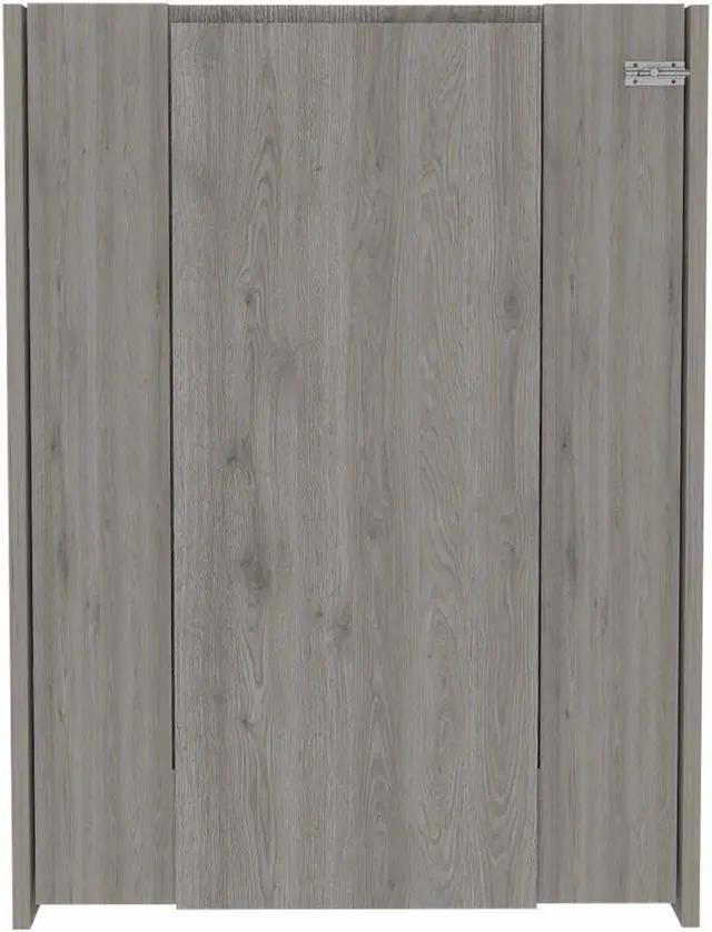 Alt view image 5 of 7 - FM FURNITURE Dalton Foldable Desk, For An Office Or Home Office, With 7 shelves, Wall Mounted, light gray Finish, Particle Board, Easy To Assamble.