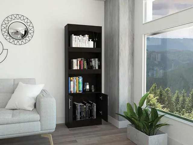 Alt view image 2 of 6 - Durango, Bookcase, With 3 Shelves, And 1 Drawer -Black Wengue