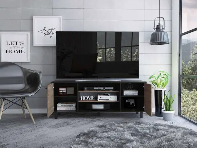 Alt view image 4 of 6 - FM FURNITURE Washington, Gaming TV Stand, With 7 Cubbies, For TVs Up to 65'' Carbon Espresso