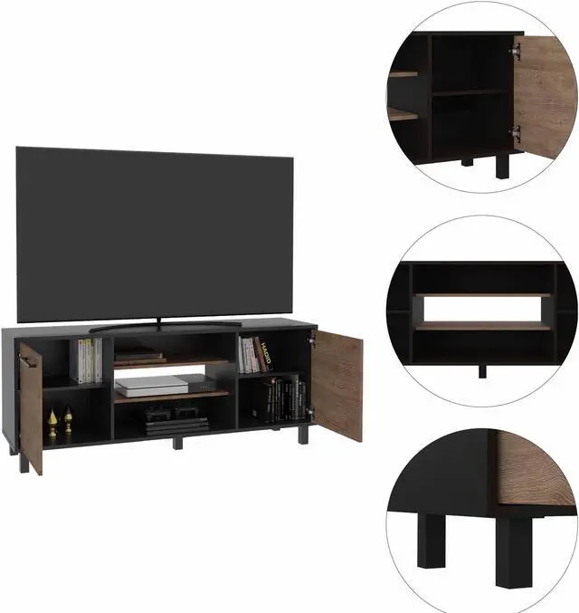Alt view image 5 of 6 - FM FURNITURE Washington, Gaming TV Stand, With 7 Cubbies, For TVs Up to 65'' Carbon Espresso