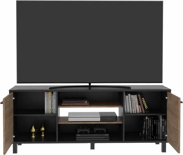 Alt view image 6 of 6 - FM FURNITURE Washington, Gaming TV Stand, With 7 Cubbies, For TVs Up to 65'' Carbon Espresso